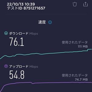 地下鉄竹田駅での楽天モバイル通信速度